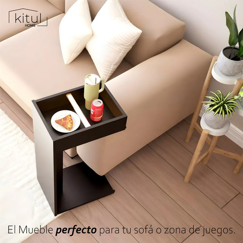 Mesa Centro Minimalista Multifunción Almacenamiento Lateral Color Negro
