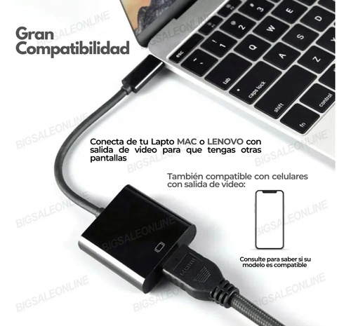 Adaptador Tipo C A Hdmi Para Video Compatible Con Samsung