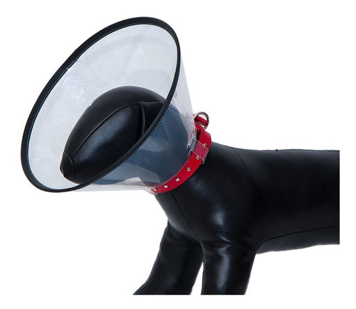 Collar Isabelino Cono Perros Grandes Con Borde Proteccion N4 Color Transparente/negro #355-325 Tamaño Del Collar 47 Cm