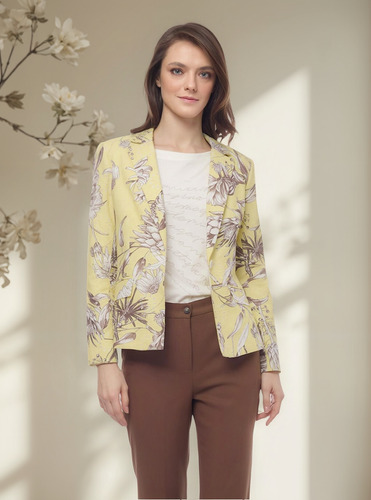 Saco Foley's Amarillo Bolsas Solapa Boton Mujer 125412