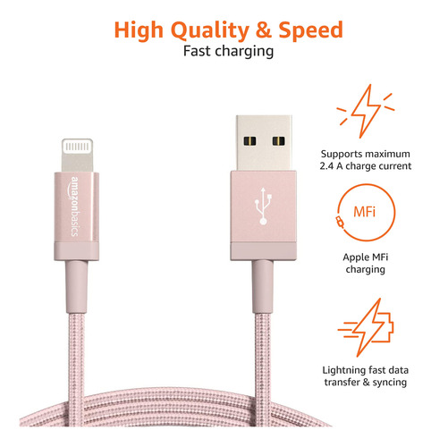 Cabo Carregador Amazon Basics Usb-a Para Lightning Para Ipho
