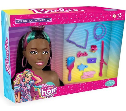 Boneca Styling Head Tottaly Hair Negra- Barbie Pupee 1244