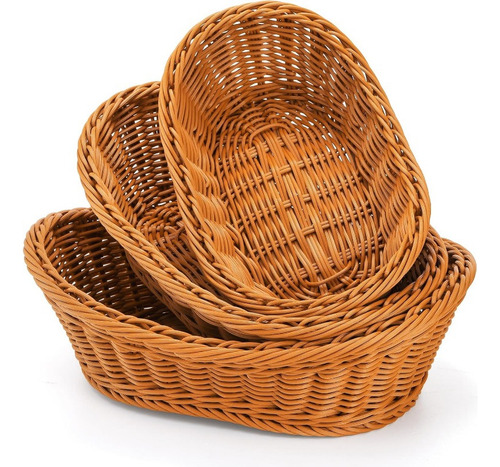 Js Panera Tejida De 3 Piezas, Cesta De Fruta Pequeña De