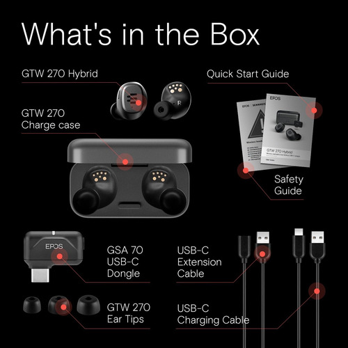 Auriculares Inalámbricos Para Juegos Epos Gtw 270 Hybrid Con