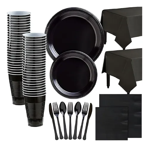comprar Set Cumpleaños Vaso Servilleta Plato Desechable 20 P\u002Fp Negro