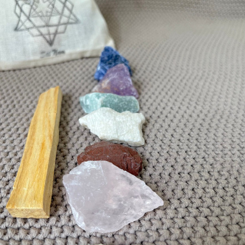 10 Sets 7 Cuarzos En Bruto Y Palo Santo Protección, Armonia