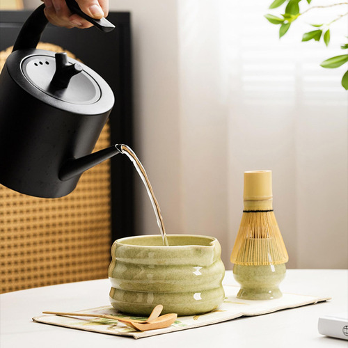 Tigela De Chá Matcha De Porcelana Japonesa, Luz Verde