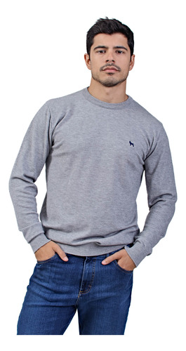 Sweater Con Lycra Gris Melange, Hombre. Bravo J. T. S Al 3xl