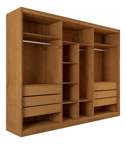 Guarda-roupa Casal Guarujá 6 Portas 6 Gavetas Com Espelho Cor Marrom