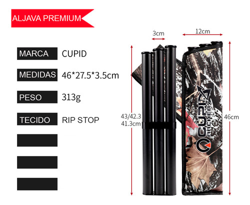 Aljava Cintura Cp3t-ac + 6 Flechas Carbono Nature Vixion