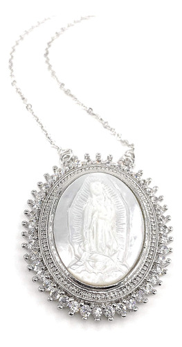 Nuestra Senora De Guadalupe Madre De Perla Colgante Collar P