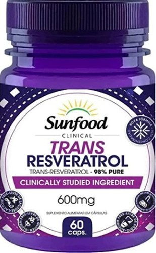 Suplemento en cápsula Sunfood Clinical Trans Resveratrol x 180g