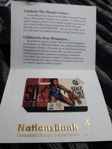 Jjoo Atlanta 1996 Tarjeta De Teléfono Conmemorativa Colecc.