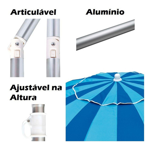 Sombrilla articulada grande Sky Aluminum de 2,20 metros para acampar en la playa - Mor