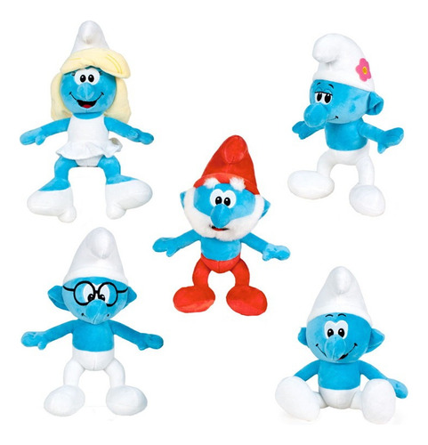 Peluche Pitufo Fortachon 20cm The Smurfs - Los Pitufos Peyo Azul Acero