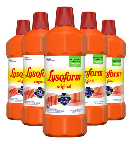 Lysoform Original Desinfetante Bactericida 1 Litro Kit 5