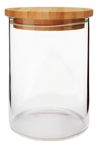 Pote De Vidro Hermético Com Tampa De Bambu 650 Ml E 900 Ml Marrom-claro