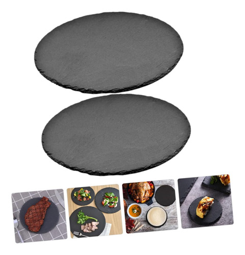 Pack 5 Platos Pizarra De Presentación Para Comida Redondo Negro Pizarra Redonda