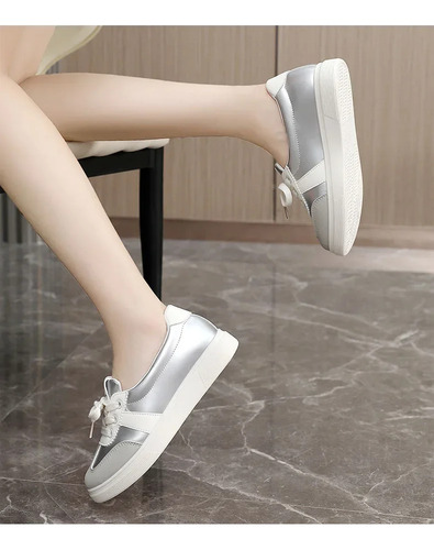 Zapatillas Blancas Para Mujer, Zapatos Deportivos Con Cordones En La Parte Superior De Malla