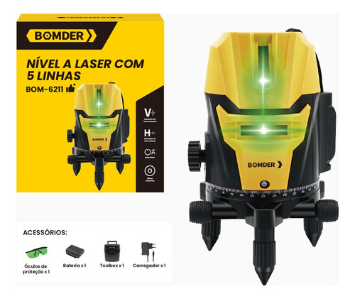Nivel A Laser Auto Nivelador Luz Verde 5 Linhas Esquadro 360 Lumi