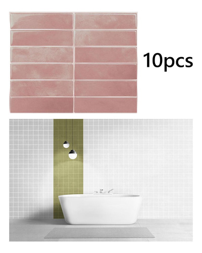 10pcs Pvc Azulejos De Parede, Adesivos De Parede, Rosa
