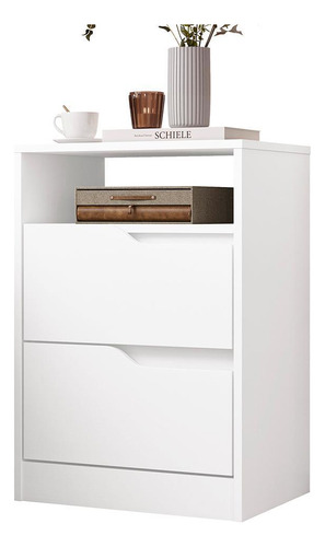 Mesa De Cabeceira Sole 2 Gavetas Flex - Móveis Albatroz Cor Branco Fosco