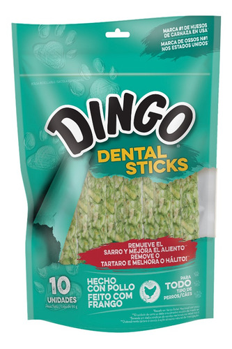 Petisco Ossinho Mordedor P/ Cães Dingo Dental Sticks 10un