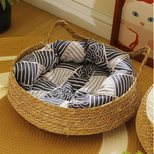 Cat Bed Basket Pet Cat Sleeping Bed Wear Pillow M 38x38x13cm