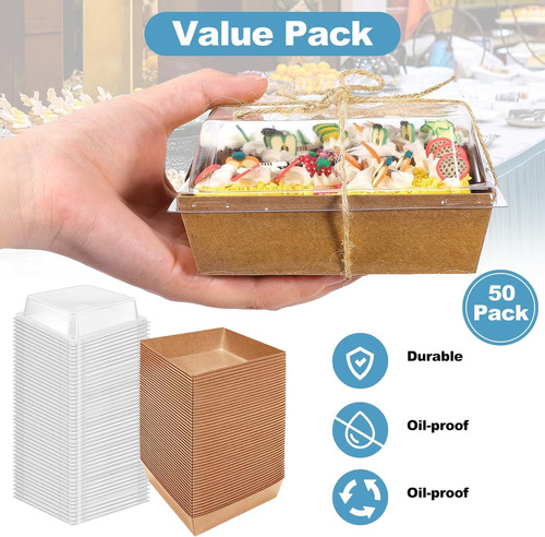 Paquete De 50 Cajas De Papel Para Postres Con Tapa
