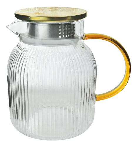 Jarra De Vidro Com Tampa De Metal 1 Litro Cor Dourado