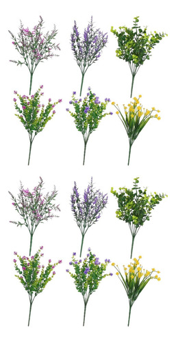 12 Piezas De Flores Artificiales Bouquet Faux Para Centro De