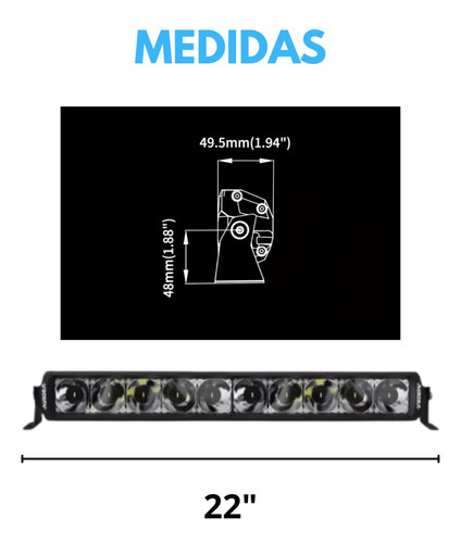 Barra Led Aurora D6 Ultra Spot Doble Color 22 Pul Atv Can Am