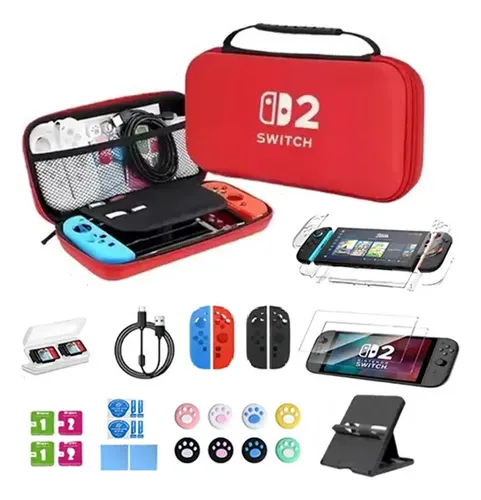 AIYINSMART Kit De Accesorios Con Funda Para Nintendo New Switch 2(2025),accesorios Con Estuche Para Nintendo Switch 2 Con Protector,30pcs Kit Accesorios Funda Para Nintendo Switch 2 Con Regalo
