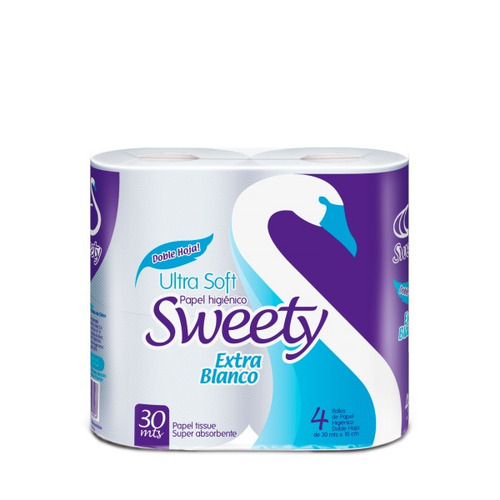 Imagen 1 de 1 de Papel higiénico Sweety Extra Blanco doble 30 m de 4 u