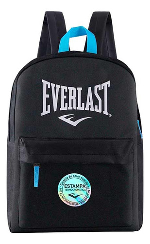 Mochila Everlast Deportiva Urbana Air Mesh 16001 Color Negro Diseño De La Tela Liso