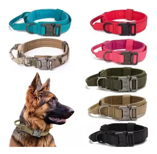 Collar Táctico Militar Para Perro Ajustable Hebilla Metalico Color Rojo Tamaño Del Collar L (grande)