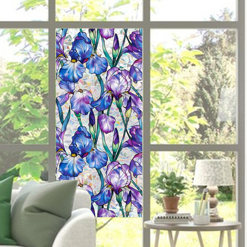 Película Adhesiva Para Ventana Con Diseño De Azul Púrpura