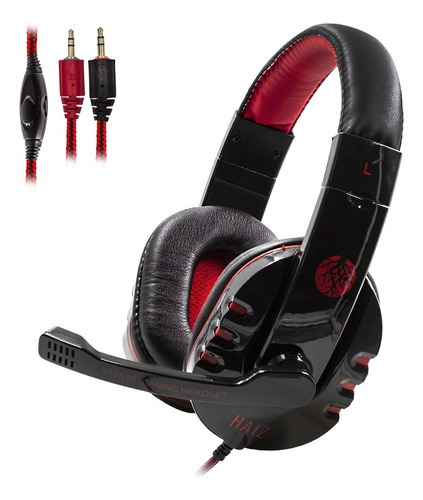 Headphone Gamer Alpha C/ Fio Corda Bass Microfone C Caixa Cor Vermelho