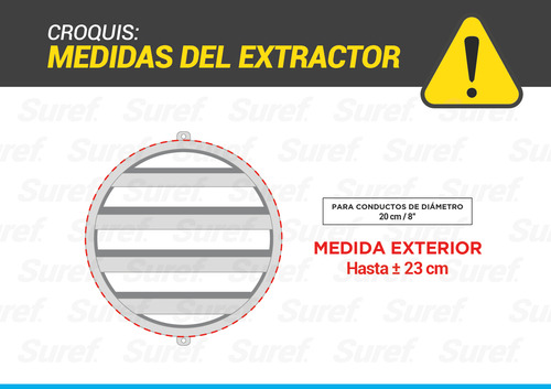 Persiana Fija Para Extractor De Aire Ø 20 Cm Cocina Baño R12