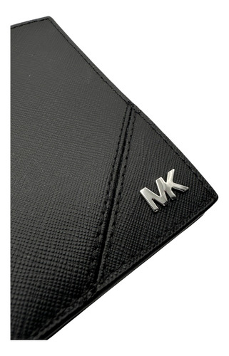 Michael Kors Tarjetero Billeter Original Nuevo Plata Cartera Negro Liso