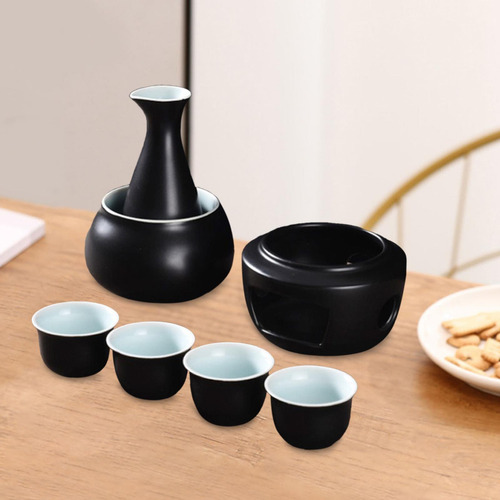 Juego De Sake De Cerámica Con Tetera, Bebida Negro