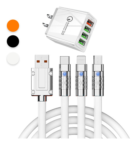 3en1 Cargador Carga Rápida 20w iPhone Tipo-c Celulares Cable