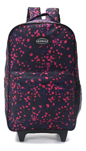 Mochila 17 Con Carro Animal Print Goodpak Carrito Color Azul Diseño De La Tela Liso