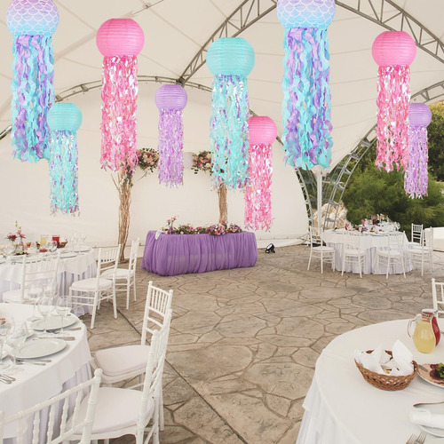 Luces De Papel De Medusa Rosa Lavanda Azul, 5 Unidades