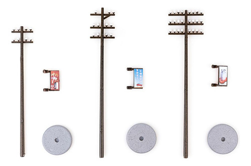 10x Modelo De Poste De Línea Eléctrica De Los 7.2cm