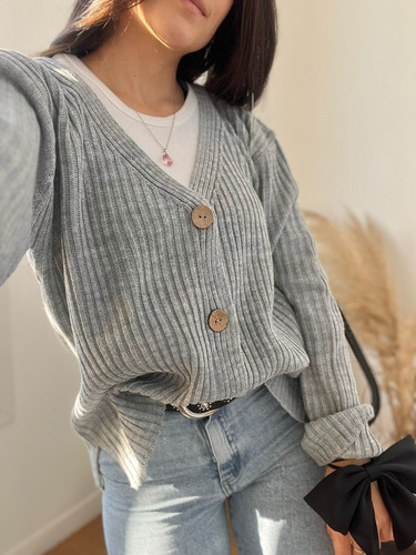 Cardigan Mujer Sweater Con Botones Pullover Saco / Calidad
