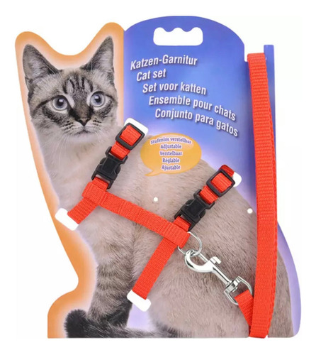 Arnes Sencillo Ajustable Para Gato Color Rojo