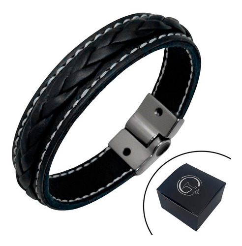 Pulseira De Couro Fecho Imã Magnética Lisa Trançada Luxo Top