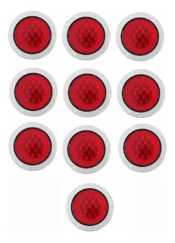10 Plafones Led Camión Rojo Brida Cromada C/ Aro 4 Funciones