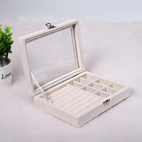 Joyero Caja Exhibición Estuche Organizador Joyas Jer Color Blanco